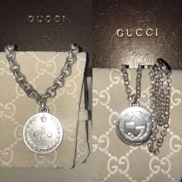 gucci bee necklace silver